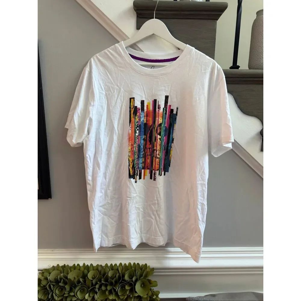 Robert Graham White Skeleton Abstract Print T-Shirt sz XL NWOT